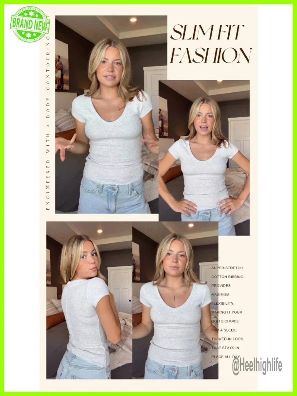 Ribbed V Neck Short Sleeve Slim Fit Crop Top Cotton Stretch Basic Tee